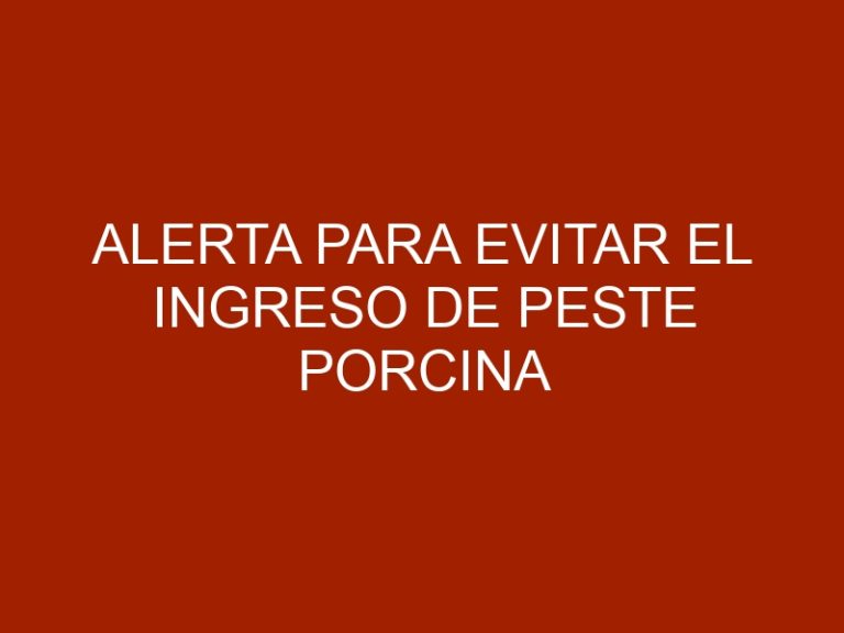 Alerta para evitar el ingreso de Peste Porcina Africana a Venezuela