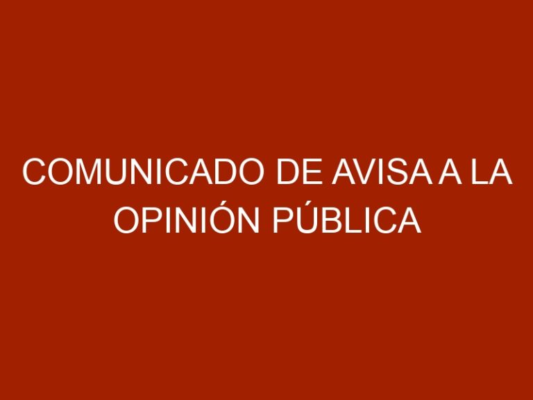 Comunicado de AVISA a la opinión pública venezolana