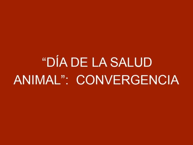 “Día de la Salud Animal”:  Convergencia entre la sanidad animal y la salud humana