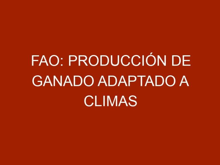FAO: Producción de ganado adaptado a climas locales favorece seguridad alimentaria