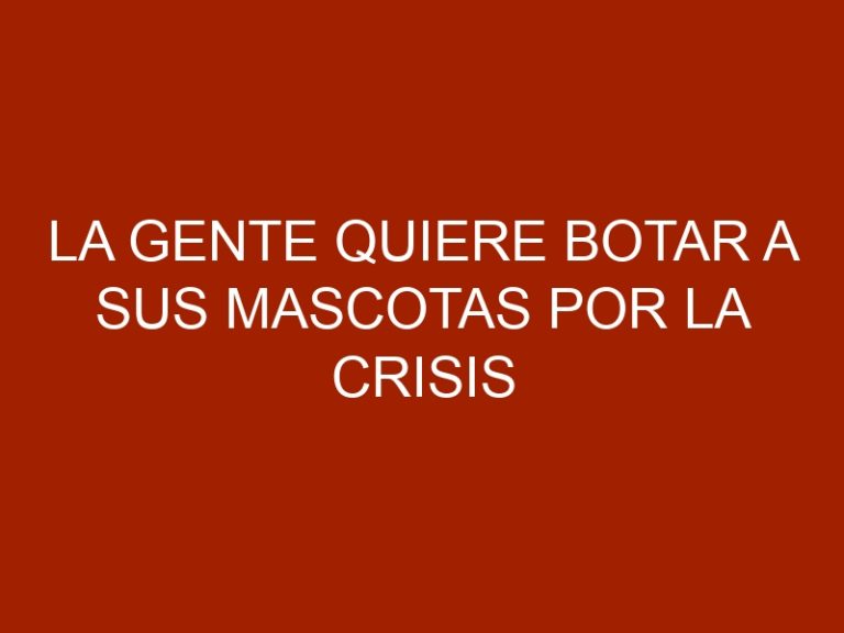 La gente quiere botar a sus mascotas por la crisis